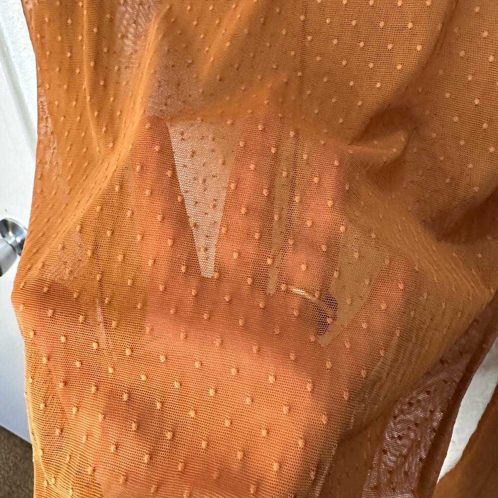 Free People x intimately. Sheer, Orange, Long Sleeve Top. Size Large. - Picture 8 of 16
